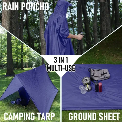 Vista 3 de Impermeable con capucha estilo poncho para hombres y mujeres