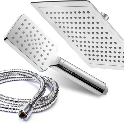 Vista 7 de Dream Spa Cabezal de ducha cuadrado de 9 pulgadas / combo de mano para hotel Spa. Práctico control de flujo de botón para una fácil operación
