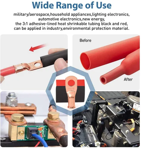 Vista 5 de 12 conectores de terminal de anillo de cobre 1/0x1/2 de 1/0 AWG de alta resistencia, extremos de cable de batería, terminales de cobre desnudo