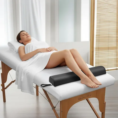 Vista 5 de Saloniture Cojín de almohada de mesa de masaje semicircular - 26 x 6 x 3 pulgadas - Negro