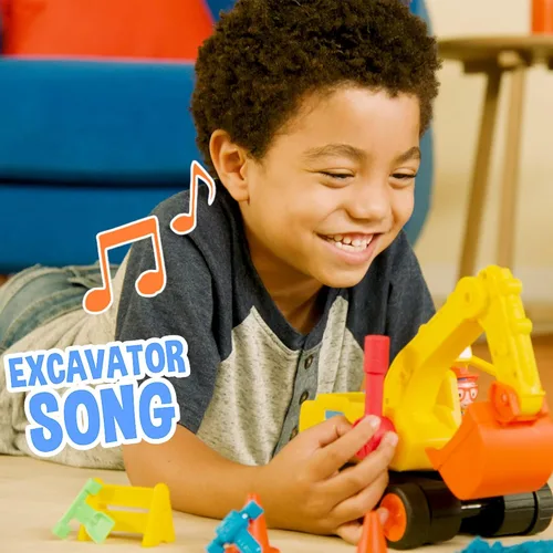 Vista 2 de Blippi - Excavadora, divertido vehículo de rueda libre con características que incluyen 3 trabajadores de construcción, sonidos y frases, vehículos