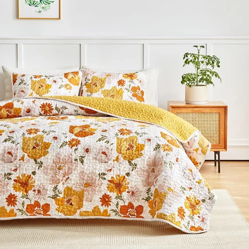 Vista 2 de UOZZI BEDDING Juego de Colcha de 2 Piezas Tamaño Individual de Microfibra Suave Reversible a Rayas Juego de Colcha (1 Colcha + 1 Shams Burdeos)