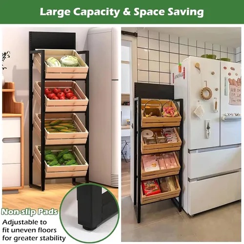 Vista 3 de Shelves Commercial Supermarket Fruits & Vegetables Shelf, Large Snack Candy Display Rack Onion Potato Stands, 4-Tier Concession Display Stand for