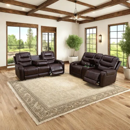 Vista 12 de Conjunto de muebles para sala de estar, juego de sofá reclinable con alimentación, sillones reclinables de cuero de aire con puertos USB Gris