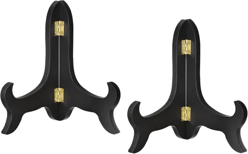 Vista 12 de uxcell 2 piezas soporte de caballete plegable de madera de 5" para marco de fotos decorativo en negro