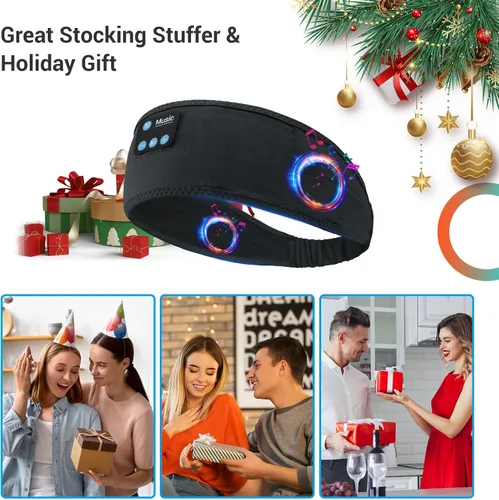 Vista 8 de Sleep Headphones Wireless Bluetooth - Sleep Headphones with White Noise and Ultra-Thin HD Speakers Bluetooth Headband for Sleeping Workout Insomnia