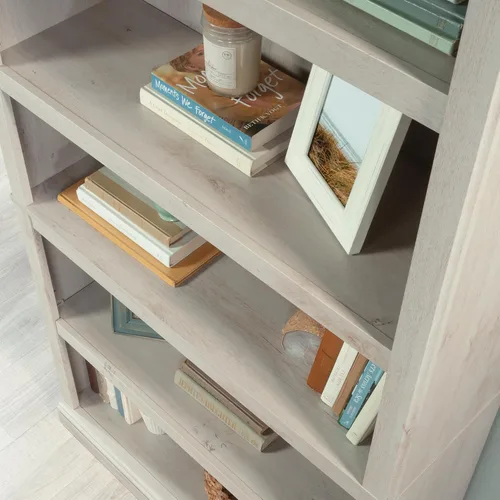 Vista 9 de Estantería de 5 niveles de Sauder, estantería de madera multiusos para oficina en casa, sala de estar, en castaño tiza