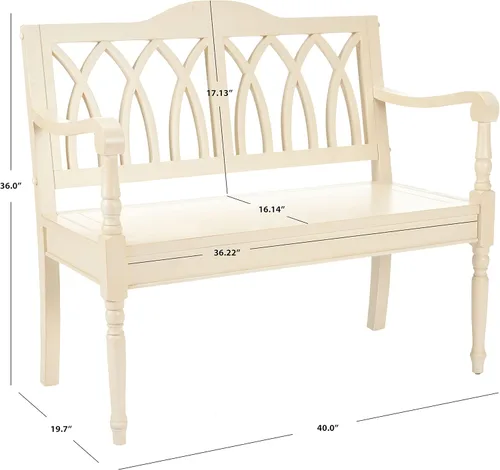 Vista 2 de SAFAVIEH Home Collection - Banco de madera maciza de cebada Benjamin, banco de interior para entrada, dormitorio o sala de estar (AMH6500A)