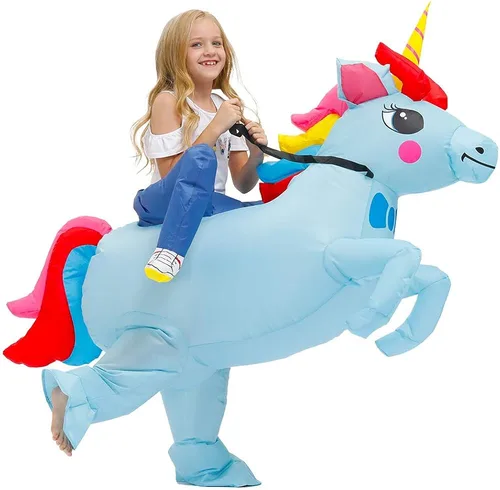Vista 6 de KOOY Disfraz inflable para niños disfraz de unicornio divertido y elegante disfraz de Halloween para niños
