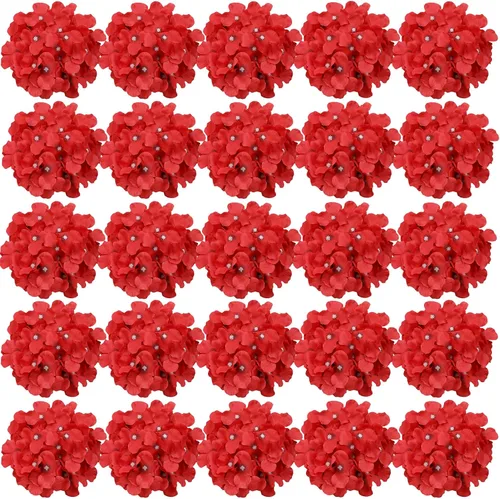 Vista 21 de FagusHome 30 piezas de cabezas de hortensias artificiales de seda, cabezas y tallos de hortensias artificiales para decoración del hogar y boda Azul