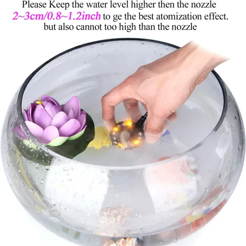 Vista 4 de AGPtEK Aluminum Mist Maker Water Fountain Pond Fogger Air Humidifier Atomizer Mini Fog Machine with 12 Color Changing LED Lights