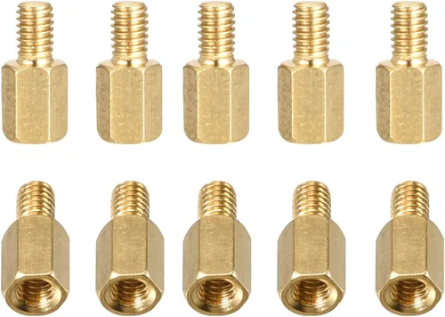 Vista 7 de DTGN M3 x 0.984 x 0.236 in (DxHLxML) - Separador hexagonal de latón, paquete de 50 unidades, bueno para máquina electrónica, tuercas de tornillo