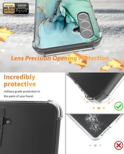 Vista 3 de Funda para Samsung Galaxy A54 5G con protector de pantalla + protector de lente de cámara, [mármol delgado] +