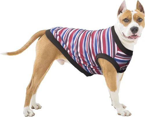 Vista 45 de Camisetas a rayas para perros medianos, ropa sin mangas, camiseta sin mangas, chaleco para Schnauzer, Shiba Inu, rojo, grande