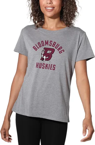 Vista 355 de Colección oficial de camisetas sueltas con logotipo desgastado grande universitario para mujer, jaspeado atlético