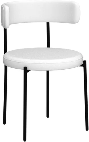 Vista 4 de Honyee Sillas de comedor blancas, juego de 2 sillas de comedor modernas, sillas de comedor redondas de forro polar de peluche, sillas de comedor