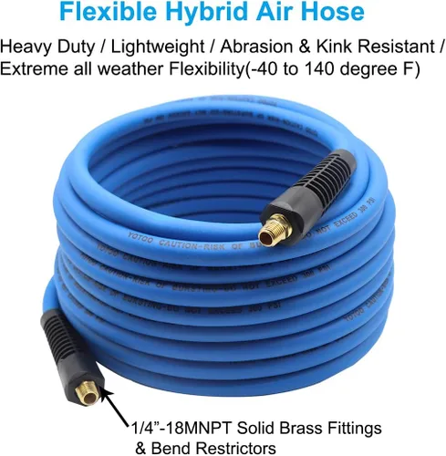Vista 3 de YOTOO Kit de accesorios para compresor de aire, kit de herramientas de accesorios de aire NPT de 20 piezas de 1/4 de pulgada, kit de manguera