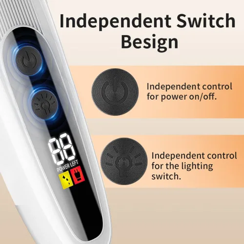 Vista 3 de iBTC Recortadora de precisión para mascotas, recortadora de patas de perro con luz LED, bajo ruido, IPX impermeable, motor de doble velocidad, apto