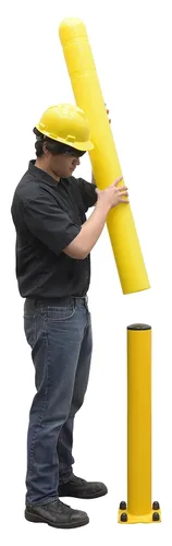 Vista 3 de Vestil BPC-4 - Cubierta para poste de bolardo de polietileno de baja densidad, 52 pulgadas x 5 pulgadas, color amarillo