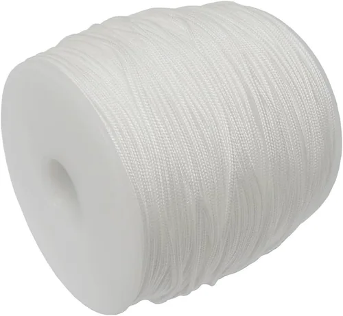 Vista 3 de Y-Axis Rollo de 150 yardas de nailon trenzado blanco claro de 0.039 in con 6 pomos de cuerda de madera blanca + cinta suave