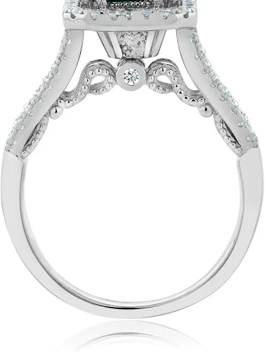 Vista 4 de Gem Stone King Anillo de compromiso de plata de ley 925 con amatista morada para mujer