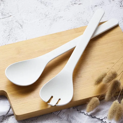 Vista 4 de LEKOCH Servidores de ensalada a base de plantas, juego de tenedor y cuchara, apto para microondas y lavavajillas, utensilios para Navidad, cocina
