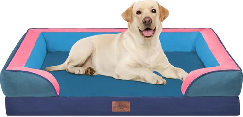 Vista 229 de Comfort Expression - Cama ortopédica para perros pequeños, 20 x 14 pulgadas, cama impermeable y de apoyo de espuma con cojines removibles, sofá