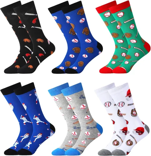 Xaatren 6 Pairs Novelty Bowling Golf Volleyball Soccer Baseball Softball Hockey Sock Men Women Funny Sport Christmas Day Gift
