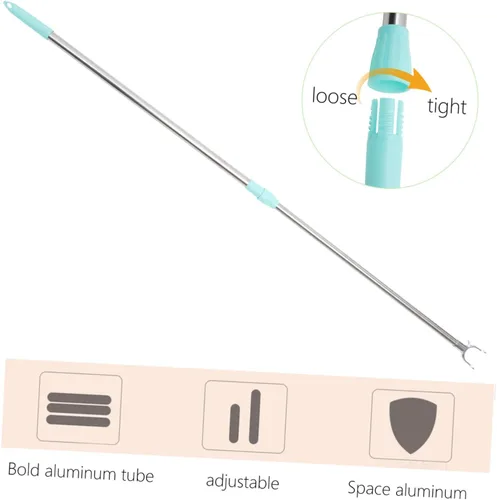 Vista 3 de Varilla telescópica de acero inoxidable para colgar ropa ropa que alcanza poste gancho varilla balcón uso en el hogar