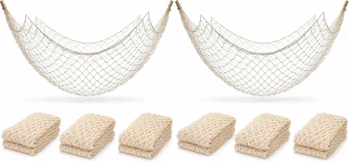 Vista 10 de 4E's Novelty Red decorativa de pescado, paquete de 3, decoración de red de algodón natural, cada uno de 14 x 4 pies, para decoraciones de fiesta