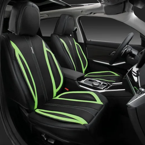 Vista 16 de CAR PASS Fundas de cuero beige para asiento de automóvil, juego completo de fundas de asiento automotriz transpirables e impermeables, cojín