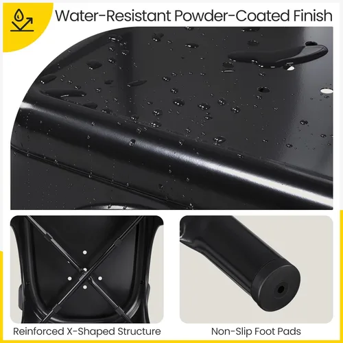 Vista 25 de Yaheetech Juego de 4 sillas de comedor de metal, sillas de cocina apilables industriales con asiento superior de madera para comedor, restaurante