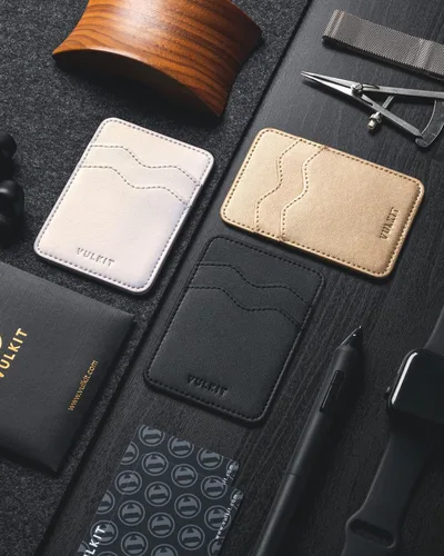 Vista 7 de VULKIT Soporte adhesivo para tarjetas Compatible con iPhone, cartera de cuero para teléfono celular, estuche para tarjetas de crédito, adhesivo