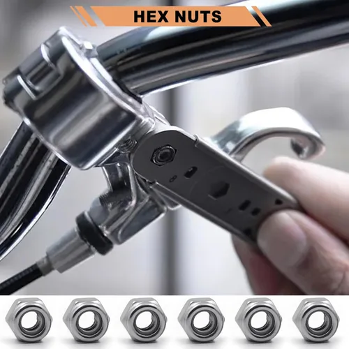 Vista 5 de Tuercas de bloqueo de acero inoxidable de 1/4"-20, paquete de 28 Tuercas hexagonales de inserción de nailon A2-70, autobloqueantes de acero