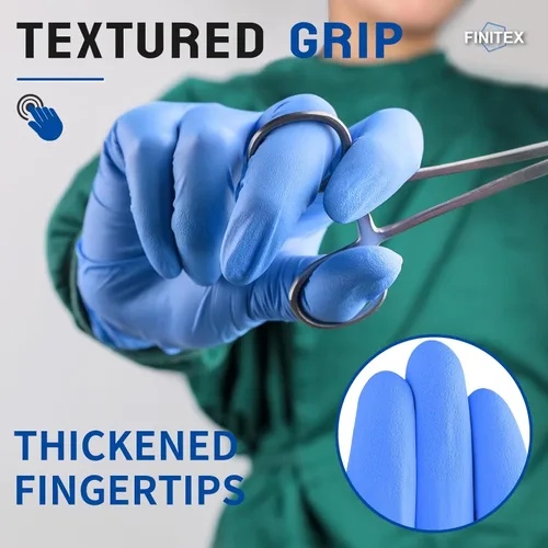 Vista 2 de FINITEX Guantes desechables de nitrilo para examen médico, 4 mil, sin polvo, sin látex, 100 unidades, para examen, limpieza del hogar, guantes