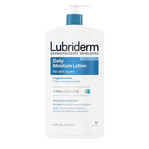 Lubriderm, Loción de Humectación Diaria Libre de Fragancia + Pro-Cerámida, Manteca de Karité y Glicerina, Loción para Cara, Manos y Cuerpo para Piel