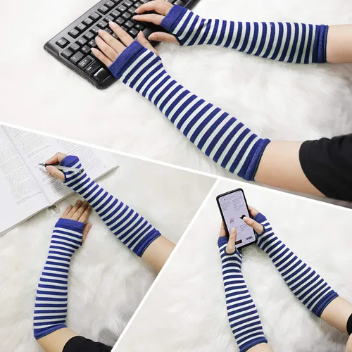 Vista 5 de Guantes de manga larga sin dedos, para abrigar los brazos, estilo punk, gótico, rock