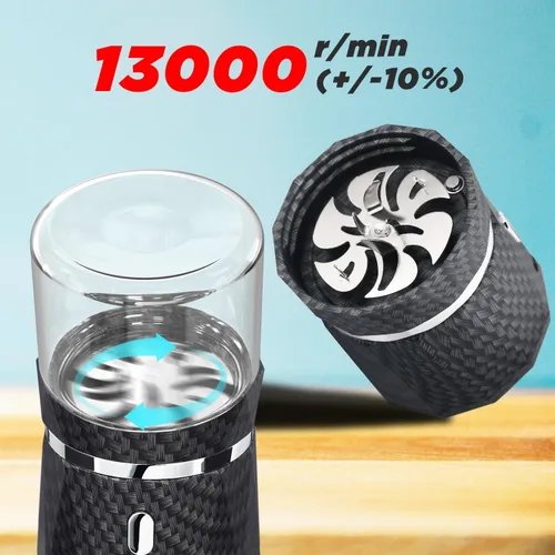 Vista 7 de Molinillo eléctrico único de hierbas, molinillo de especias pequeño, molinillos eléctricos de hierbas, tamaño mini de 2 x 3.5 pulgadas con 2 tarros
