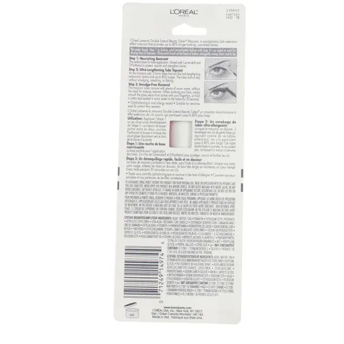 Vista 2 de L'Oreal Double Extend Beauty Tube Technology Lash Extension Effect Mascara, negro [570], 1 unidad (paquete de 12)