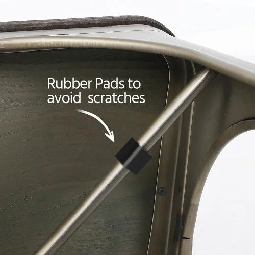 Vista 8 de Yaheetech Juego de 4 sillas de comedor de metal, sillas de cocina apilables industriales con asiento superior de madera para comedor, restaurante