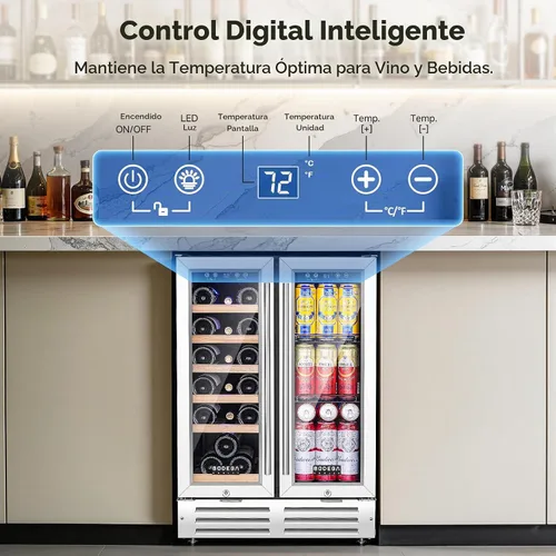 Vista 8 de BODEGA Refrigerador de vino y bebidas de 24 pulgadas, capacidad para 57