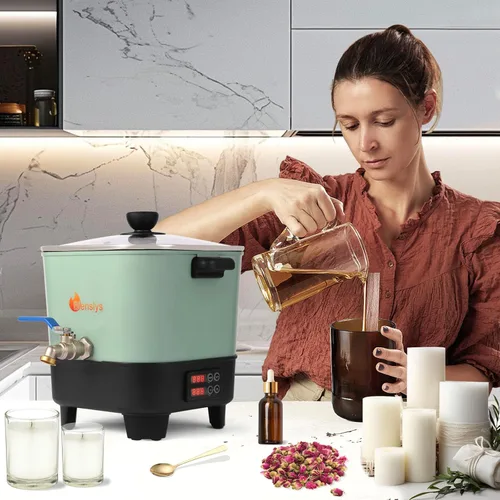 Vista 6 de Olla eléctrica de cera para hacer velas y jabón, gran capacidad de 7 cuartos de galón, panel digital de temperatura con boquilla, antiadherente