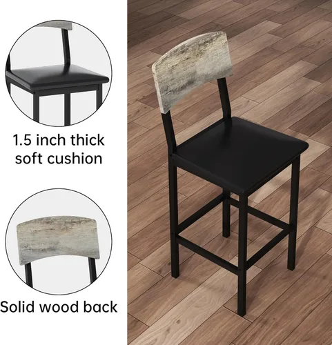 Vista 4 de Juego de mesa de comedor AWQM de 5 piezas, juego de mesa de comedor para 4, mesa de altura de mostrador y 4 taburetes de bar, juego de comedor