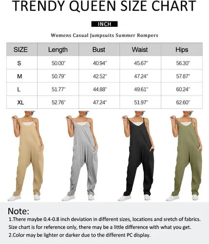 Vista 6 de Trendy Queen Overol casual de verano para mujer, sin mangas, holgado, con bolsillos, ropa 2023