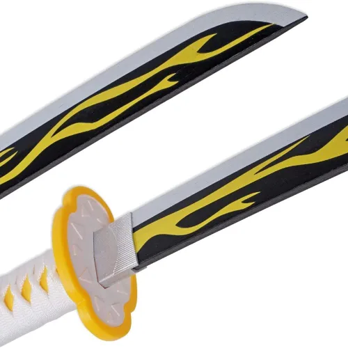 Vista 3 de damdos Espada de cosplay de anime de Halloween, espadas de espuma de 41 pulgadas, espadas de fantasey, Agatsuma Zenitsu, espadas Satoman Tanjirou