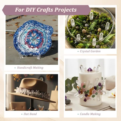 Vista 3 de SUNYIK Angel Aura Cuarzo con Revestimiento de Titanio Puntas de Cristal Palos Rugosos de Cuarzo Picos Cuentas de Punta Hebra de 15 Pulgadas Perforada