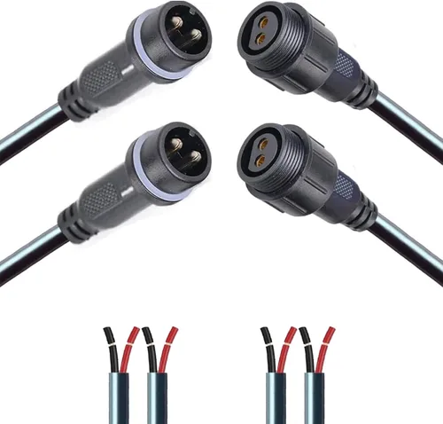 Vista 7 de Conector LED impermeable de 2 pines con conector macho hembra de 2 cables pesados, con cable de extensión pesado de 12 AWG de 25CM IP68, para barco