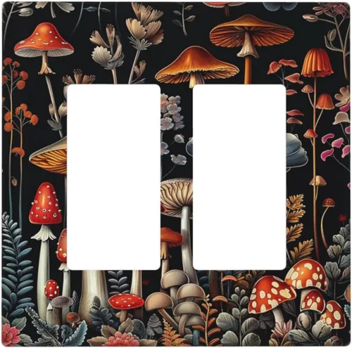 Vista 74 de Cubierta de Toma Duplex de 1 Banda Decorativa con Diseño de Puesta de Sol Abstracto y Arcoíris, Placa Frontal Eléctrica, Interruptor de Luz Único