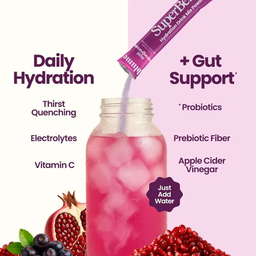 Vista 2 de Blume SuperBelly Paquetes de Salud Intestinal e Hidratación Para Llevar, Compatible con GLP-1, Sin Azúcar, con Prebióticos, Probióticos, Vinagre