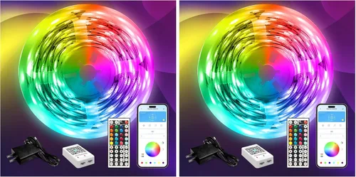 Vista 7 de DAYBETTER - Luces LED de 65.6 pies, tira de luces LED RGB 5050 flexibles que cambian de color, 2 rollos de luces LED de 32.8 pies para decoración